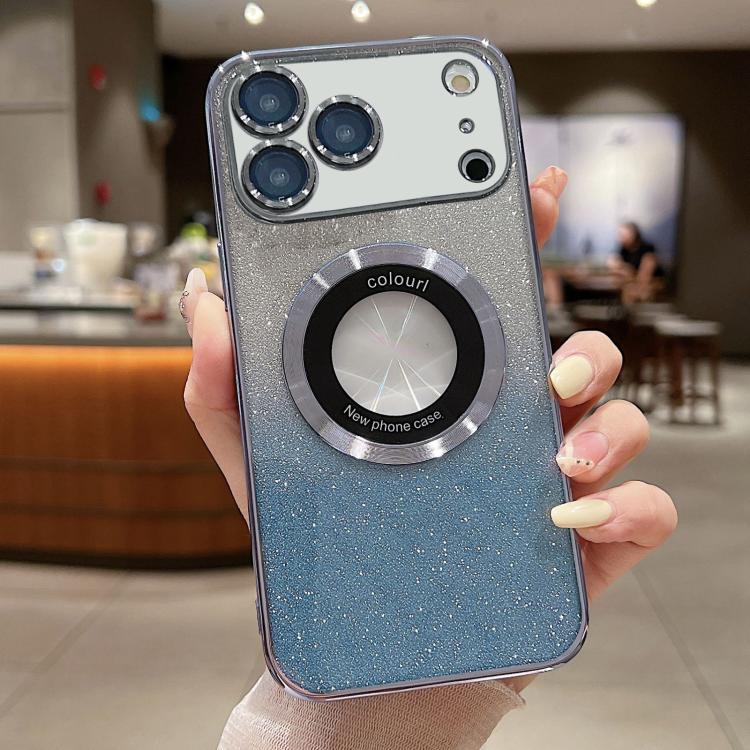 Capa para telemóvel TPU MagSafe com gradiente e glitter eletroplatinado, para iPhone 17e / 16e, para iPhone 17 Pro Max, para iPhone 17 Pro, para iPhone 17, para iPhone Air, para iPhone 16 Pro Max