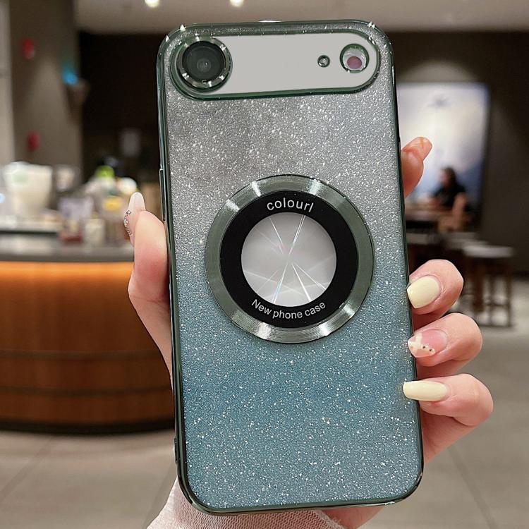 Capa para telemóvel TPU MagSafe com gradiente e glitter eletroplatinado, para iPhone 17e / 16e, para iPhone 17 Pro Max, para iPhone 17 Pro, para iPhone 17, para iPhone Air, para iPhone 16 Pro Max