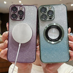 Capa para telemóvel TPU MagSafe com gradiente e glitter eletroplatinado, para iPhone 17e / 16e, para iPhone 17 Pro Max, para iPhone 17 Pro, para iPhone 17, para iPhone Air, para iPhone 16 Pro Max