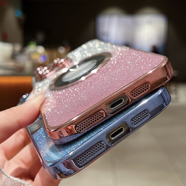 Capa para telemóvel TPU MagSafe com gradiente e glitter eletroplatinado, para iPhone 17e / 16e, para iPhone 17 Pro Max, para iPhone 17 Pro, para iPhone 17, para iPhone Air, para iPhone 16 Pro Max