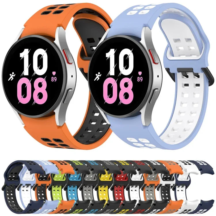 Pulseira de silicone respirável bicolor, para Samsung Galaxy Watch 4 Classic 42mm