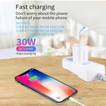 Carregador de Porta Dupla PD30W USB-C / Tipo-C + QC3.0 USB com Cabo de Dados USB para 8 Pinos de 1m, Ficha UE, Ficha EUA, Ficha AU