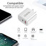 Carregador de Porta Dupla PD30W USB-C / Tipo-C + QC3.0 USB com Cabo de Dados USB para 8 Pinos de 1m, Ficha UE, Ficha EUA, Ficha AU