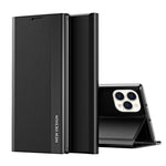 Capa para telemóvel em pele com adsorção eletroplatinada lateral, para iPhone 17e / 16e, para iPhone 17 Pro Max, para iPhone 17 Pro, para iPhone 17, para iPhone Air, para iPhone 16 Pro Max