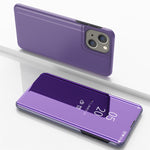 Capa de telemóvel em pele com espelho prateado e flip horizontal, com suporte, para iPhone 16 Pro, para iPhone 16 Plus, para iPhone 16, para iPhone 15 Pro Max, para iPhone 15 Pro, para iPhone 15 Plus