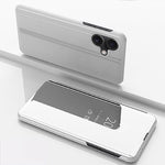 Capa de telemóvel em pele com espelho prateado e flip horizontal, com suporte, para iPhone 16 Pro, para iPhone 16 Plus, para iPhone 16, para iPhone 15 Pro Max, para iPhone 15 Pro, para iPhone 15 Plus