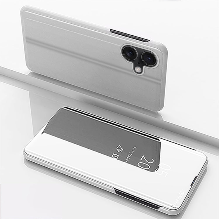 Capa de telemóvel em pele com espelho prateado e flip horizontal, com suporte, para iPhone 16 Pro, para iPhone 16 Plus, para iPhone 16, para iPhone 15 Pro Max, para iPhone 15 Pro, para iPhone 15 Plus