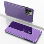 Capa de telemóvel em pele com espelho prateado e flip horizontal, com suporte, para iPhone 16 Pro, para iPhone 16 Plus, para iPhone 16, para iPhone 15 Pro Max, para iPhone 15 Pro, para iPhone 15 Plus