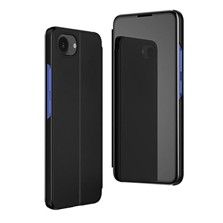 Capa para telemóvel em pele com espelho eletroplatinado horizontal e suporte, para iPhone 17e / 16e, para iPhone 17 Pro Max, para iPhone 17 Pro, para iPhone 17, para iPhone Air, para iPhone 16 Pro Max