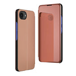 Capa para telemóvel em pele com espelho eletroplatinado horizontal e suporte, para iPhone 17e / 16e, para iPhone 17 Pro Max, para iPhone 17 Pro, para iPhone 17, para iPhone Air, para iPhone 16 Pro Max