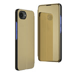 Capa para telemóvel em pele com espelho eletroplatinado horizontal e suporte, para iPhone 17e / 16e, para iPhone 17 Pro Max, para iPhone 17 Pro, para iPhone 17, para iPhone Air, para iPhone 16 Pro Max