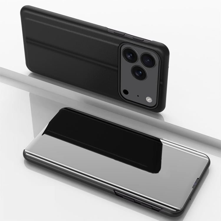 Capa para telemóvel em pele com espelho eletroplatinado horizontal e suporte, para iPhone 17e / 16e, para iPhone 17 Pro Max, para iPhone 17 Pro, para iPhone 17, para iPhone Air, para iPhone 16 Pro Max