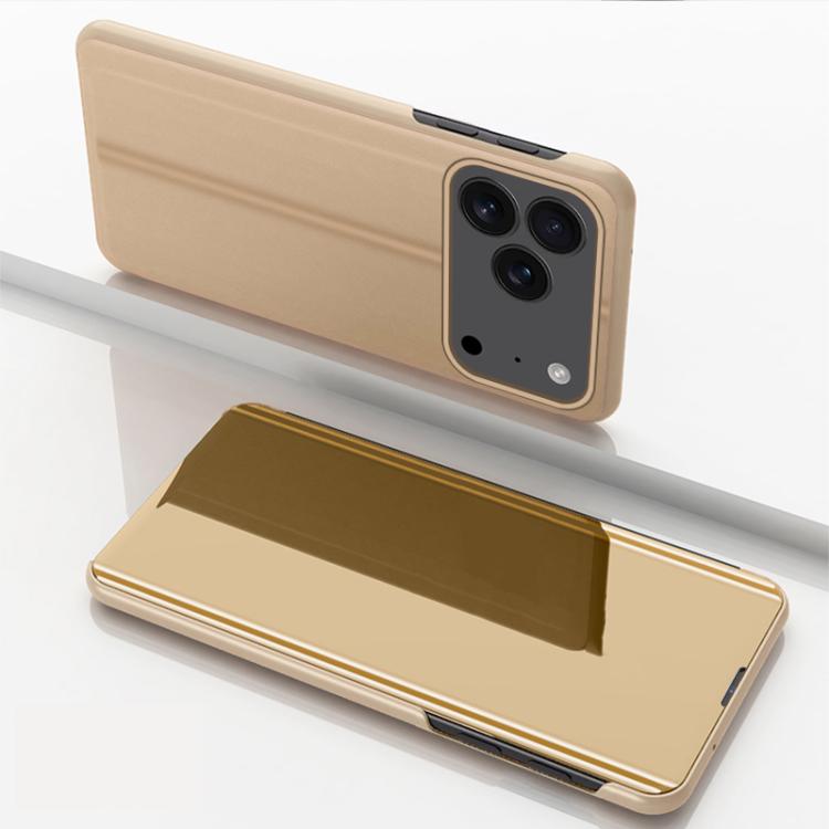Capa para telemóvel em pele com espelho eletroplatinado horizontal e suporte, para iPhone 17e / 16e, para iPhone 17 Pro Max, para iPhone 17 Pro, para iPhone 17, para iPhone Air, para iPhone 16 Pro Max