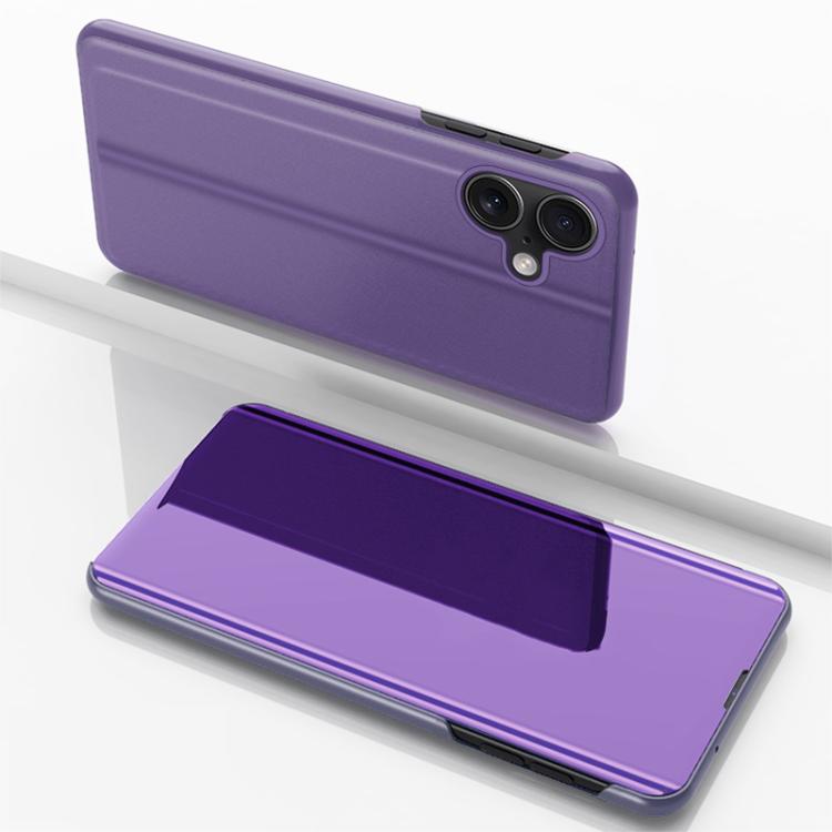 Capa para telemóvel em pele com espelho eletroplatinado horizontal e suporte, para iPhone 17e / 16e, para iPhone 17 Pro Max, para iPhone 17 Pro, para iPhone 17, para iPhone Air, para iPhone 16 Pro Max