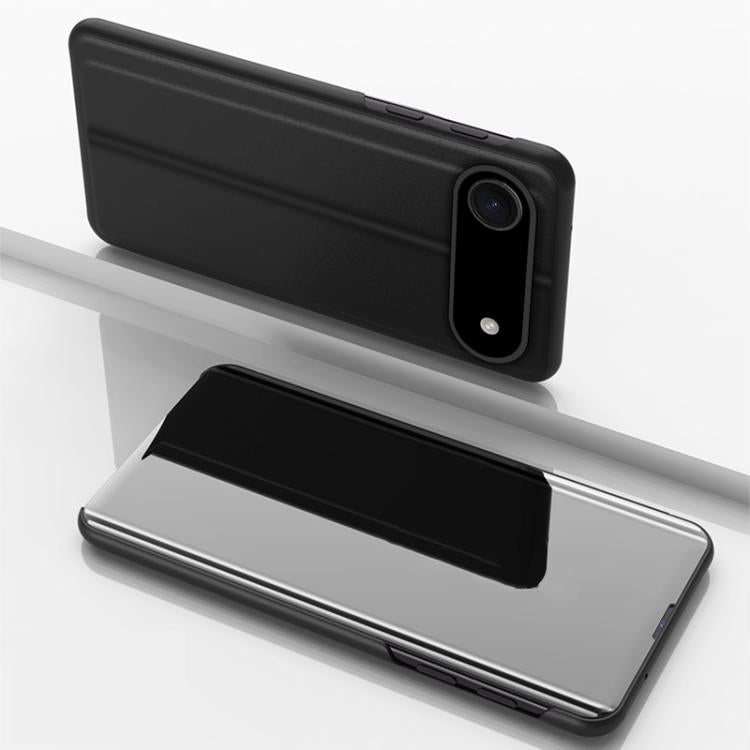 Capa para telemóvel em pele com espelho eletroplatinado horizontal e suporte, para iPhone 17e / 16e, para iPhone 17 Pro Max, para iPhone 17 Pro, para iPhone 17, para iPhone Air, para iPhone 16 Pro Max