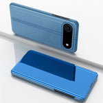 Capa para telemóvel em pele com espelho eletroplatinado horizontal e suporte, para iPhone 17e / 16e, para iPhone 17 Pro Max, para iPhone 17 Pro, para iPhone 17, para iPhone Air, para iPhone 16 Pro Max