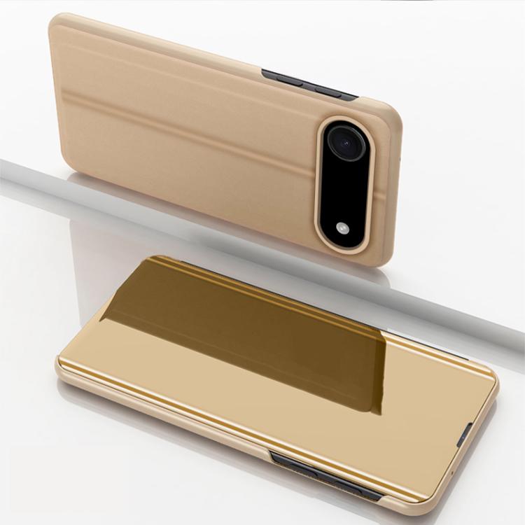 Capa para telemóvel em pele com espelho eletroplatinado horizontal e suporte, para iPhone 17e / 16e, para iPhone 17 Pro Max, para iPhone 17 Pro, para iPhone 17, para iPhone Air, para iPhone 16 Pro Max