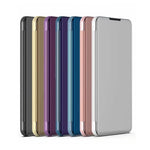 Capa de telemóvel em pele com espelho prateado e flip horizontal, com suporte, para iPhone 16 Pro, para iPhone 16 Plus, para iPhone 16, para iPhone 15 Pro Max, para iPhone 15 Pro, para iPhone 15 Plus