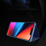 Capa para telemóvel em pele com espelho eletroplatinado horizontal e suporte, para iPhone 17e / 16e, para iPhone 17 Pro Max, para iPhone 17 Pro, para iPhone 17, para iPhone Air, para iPhone 16 Pro Max