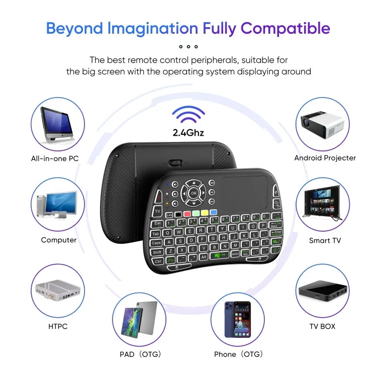 M9 Mini Teclado Sem Fios com Controlo Remoto, Combo de Teclado e Rato com Suporte para Touchpad e Voz