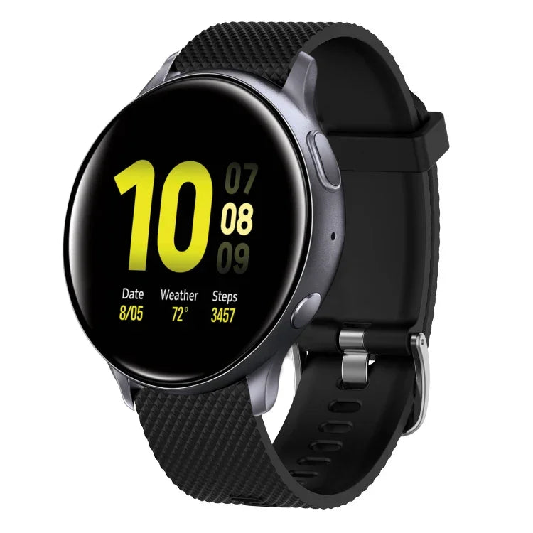 Bracelete de silicone texturizada com diamantes de 20mm, Para Samsung Galaxy Watch 4 Classic 42mm, Para Samsung Galaxy Watch Active 2 44mm, Para Samsung Galaxy Watch Active 2 40mm, Para Samsung Galaxy Watch 42mm
