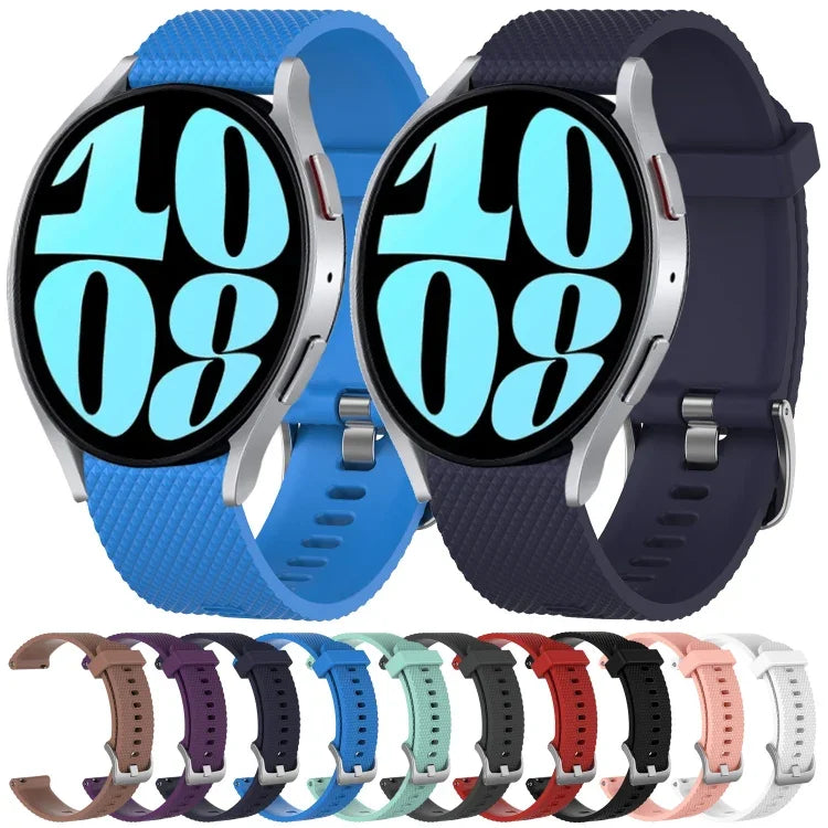 Bracelete de silicone texturizada com diamantes de 20mm, Para Samsung Galaxy Watch 4 Classic 42mm, Para Samsung Galaxy Watch Active 2 44mm, Para Samsung Galaxy Watch Active 2 40mm, Para Samsung Galaxy Watch 42mm