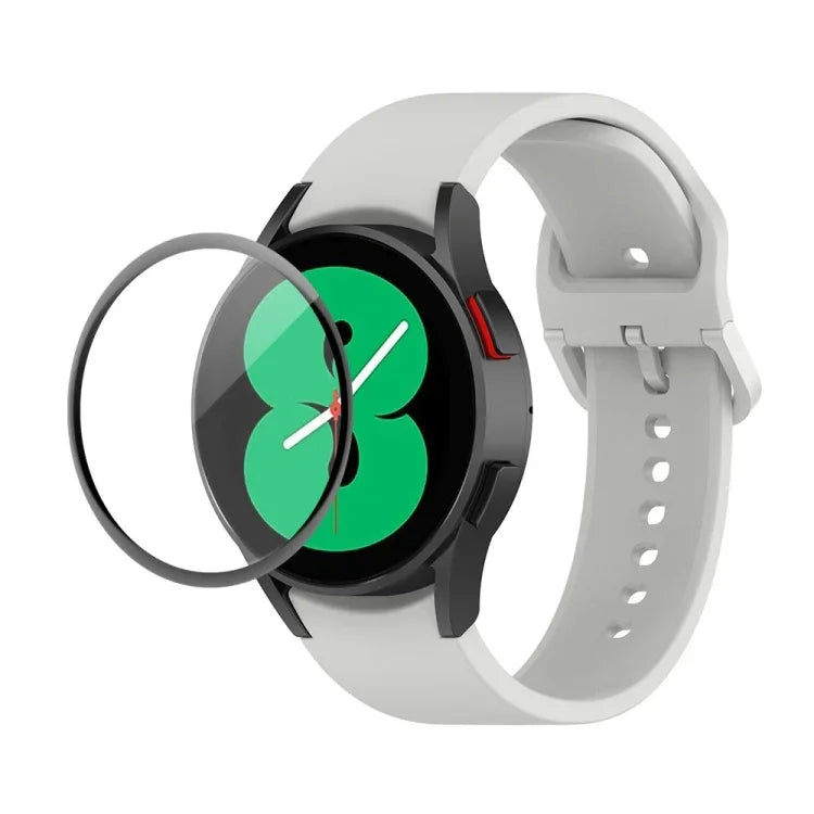 Kit de Pulseira Ajustável em Silicone JUNSUNMAY + Protetor de Ecrã PMMA de Cobertura Total, Para Samsung Galaxy Watch5 40mm, Para Samsung Galaxy Watch4 44mm, Para Samsung Galaxy Watch4 40mm