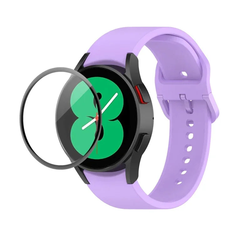 Kit de Pulseira Ajustável em Silicone JUNSUNMAY + Protetor de Ecrã PMMA de Cobertura Total, Para Samsung Galaxy Watch5 40mm, Para Samsung Galaxy Watch4 44mm, Para Samsung Galaxy Watch4 40mm