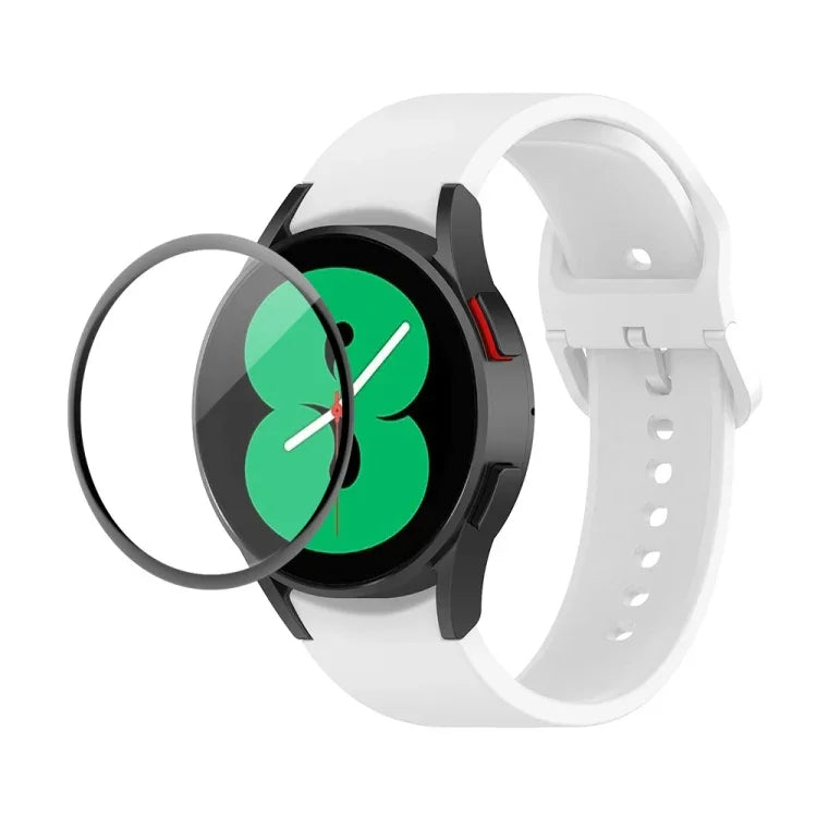 Kit de Pulseira Ajustável em Silicone JUNSUNMAY + Protetor de Ecrã PMMA de Cobertura Total, Para Samsung Galaxy Watch5 40mm, Para Samsung Galaxy Watch4 44mm, Para Samsung Galaxy Watch4 40mm