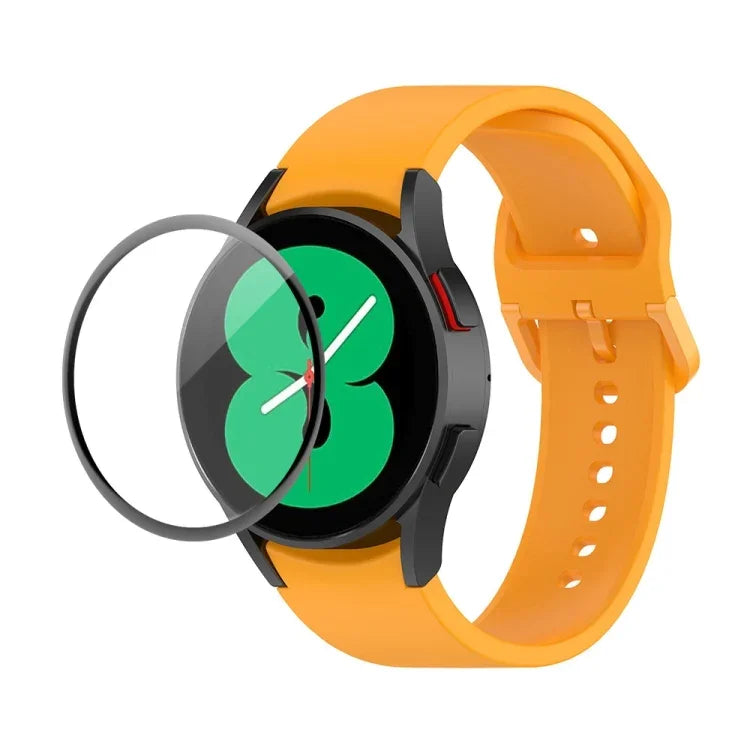 Kit de Pulseira Ajustável em Silicone JUNSUNMAY + Protetor de Ecrã PMMA de Cobertura Total, Para Samsung Galaxy Watch5 40mm, Para Samsung Galaxy Watch4 44mm, Para Samsung Galaxy Watch4 40mm