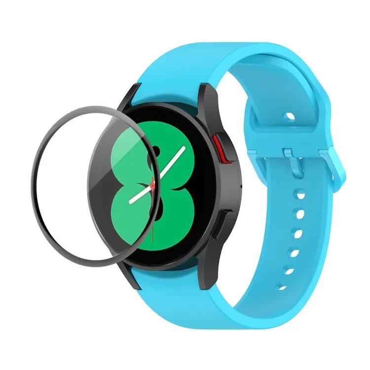 Kit de Pulseira Ajustável em Silicone JUNSUNMAY + Protetor de Ecrã PMMA de Cobertura Total, Para Samsung Galaxy Watch5 40mm, Para Samsung Galaxy Watch4 44mm, Para Samsung Galaxy Watch4 40mm