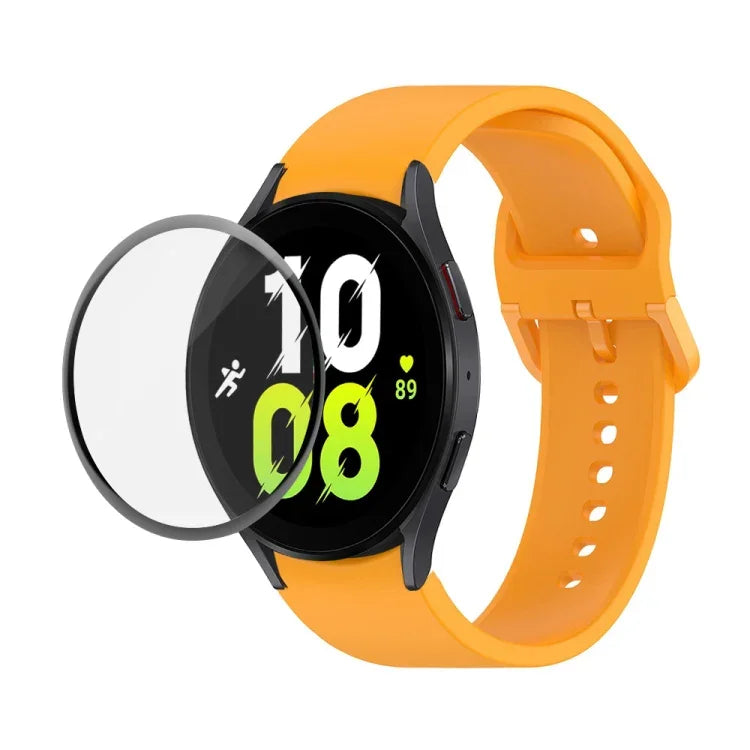 Kit de Pulseira Ajustável em Silicone JUNSUNMAY + Protetor de Ecrã PMMA de Cobertura Total, Para Samsung Galaxy Watch5 40mm, Para Samsung Galaxy Watch4 44mm, Para Samsung Galaxy Watch4 40mm
