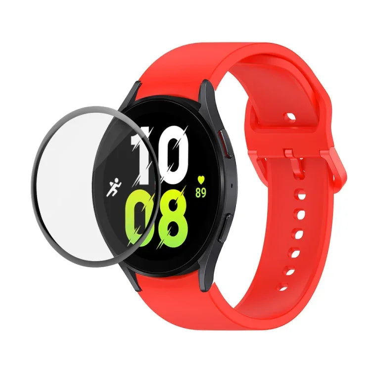 Kit de Pulseira Ajustável em Silicone JUNSUNMAY + Protetor de Ecrã PMMA de Cobertura Total, Para Samsung Galaxy Watch5 40mm, Para Samsung Galaxy Watch4 44mm, Para Samsung Galaxy Watch4 40mm
