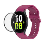 Kit de Pulseira Ajustável em Silicone JUNSUNMAY + Protetor de Ecrã PMMA de Cobertura Total, Para Samsung Galaxy Watch5 40mm, Para Samsung Galaxy Watch4 44mm, Para Samsung Galaxy Watch4 40mm