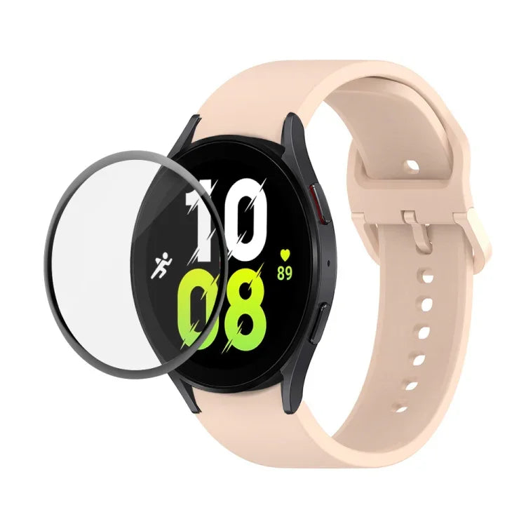 Kit de Pulseira Ajustável em Silicone JUNSUNMAY + Protetor de Ecrã PMMA de Cobertura Total, Para Samsung Galaxy Watch5 40mm, Para Samsung Galaxy Watch4 44mm, Para Samsung Galaxy Watch4 40mm