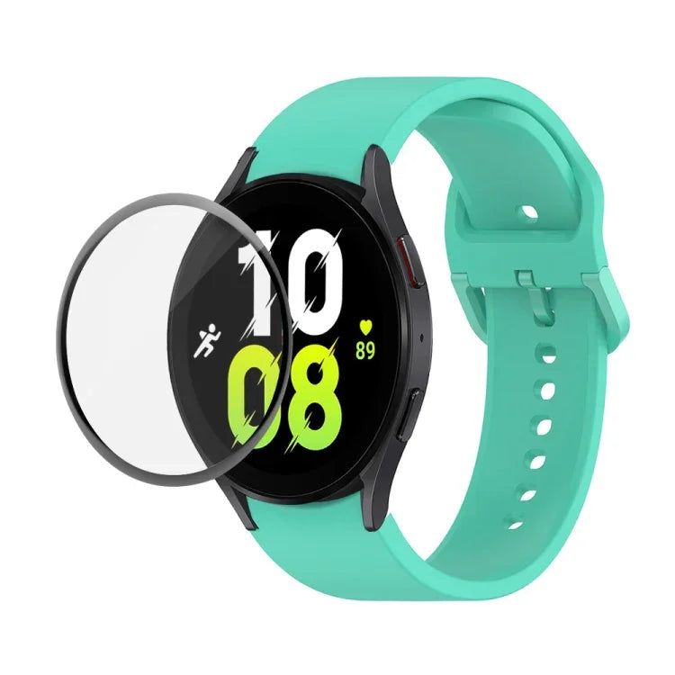 Kit de Pulseira Ajustável em Silicone JUNSUNMAY + Protetor de Ecrã PMMA de Cobertura Total, Para Samsung Galaxy Watch5 40mm, Para Samsung Galaxy Watch4 44mm, Para Samsung Galaxy Watch4 40mm