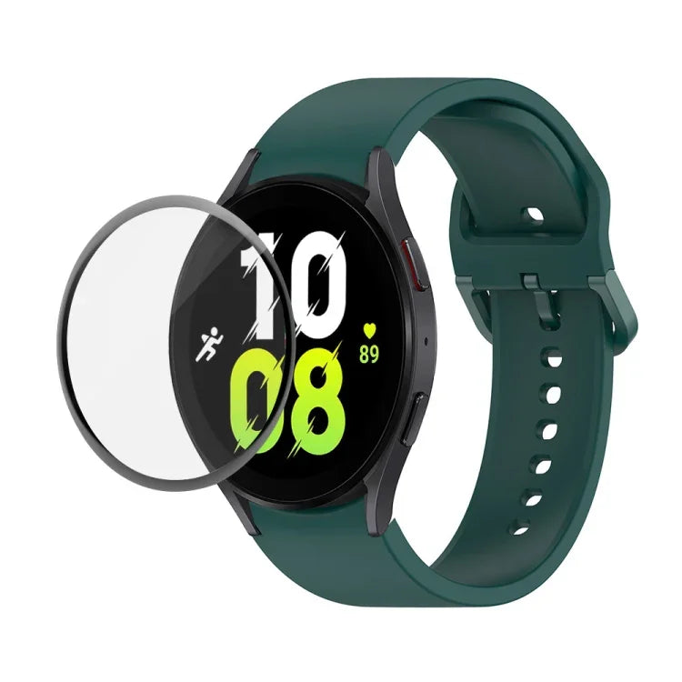 Kit de Pulseira Ajustável em Silicone JUNSUNMAY + Protetor de Ecrã PMMA de Cobertura Total, Para Samsung Galaxy Watch5 40mm, Para Samsung Galaxy Watch4 44mm, Para Samsung Galaxy Watch4 40mm