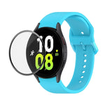 Kit de Pulseira Ajustável em Silicone JUNSUNMAY + Protetor de Ecrã PMMA de Cobertura Total, Para Samsung Galaxy Watch5 40mm, Para Samsung Galaxy Watch4 44mm, Para Samsung Galaxy Watch4 40mm