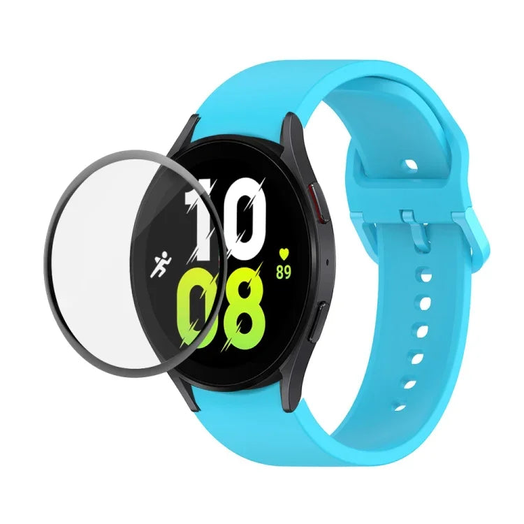 Kit de Pulseira Ajustável em Silicone JUNSUNMAY + Protetor de Ecrã PMMA de Cobertura Total, Para Samsung Galaxy Watch5 40mm, Para Samsung Galaxy Watch4 44mm, Para Samsung Galaxy Watch4 40mm
