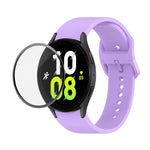 Kit de Pulseira Ajustável em Silicone JUNSUNMAY + Protetor de Ecrã PMMA de Cobertura Total, Para Samsung Galaxy Watch5 40mm, Para Samsung Galaxy Watch4 44mm, Para Samsung Galaxy Watch4 40mm