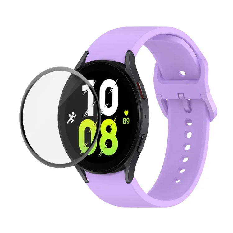 Kit de Pulseira Ajustável em Silicone JUNSUNMAY + Protetor de Ecrã PMMA de Cobertura Total, Para Samsung Galaxy Watch5 40mm, Para Samsung Galaxy Watch4 44mm, Para Samsung Galaxy Watch4 40mm