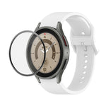 JUNSUNMAY Silicone Adjustable Strap + Full Coverage PMMA Screen Protector Kit, For Samsung Galaxy Watch6 Classic 43mm, For Samsung Galaxy Watch5 44mm, For Samsung Galaxy Watch5 Pro 45mm