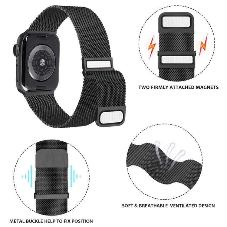 Correia de relógio em malha de aço magnética dupla milanesa, para Apple Watch 7 45mm, para Apple Watch SE 40mm, para Apple Watch SE 44mm, para Apple Watch 6 40mm, para Apple Watch 6 44mm, para Apple Watch 5 44mm