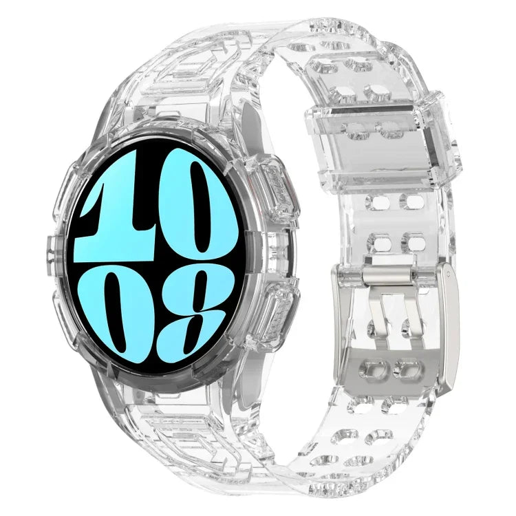 Pulseira de Relógio em Silicone Integrado TPU, Para Samsung Galaxy Watch6 44mm, Para Samsung Galaxy Watch6 40mm