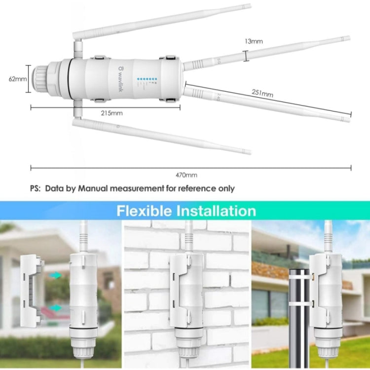 Roteador Sem Fios WAVLINK WN572HP3 AC1200 Banda Dupla Resistente ao Tempo Extensor WiFi para Exterior, Ficha US, Ficha EU, Ficha UK, Ficha AU