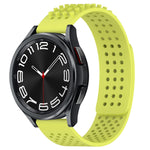 Correia de relógio em silicone respirável com pontos 3D e furos de 20mm, para Samsung Galaxy Watch 6 Classic 43mm, para Samsung Galaxy Watch 5 Pro Edição Golfe, para Samsung Galaxy Watch 5 Edição Golfe