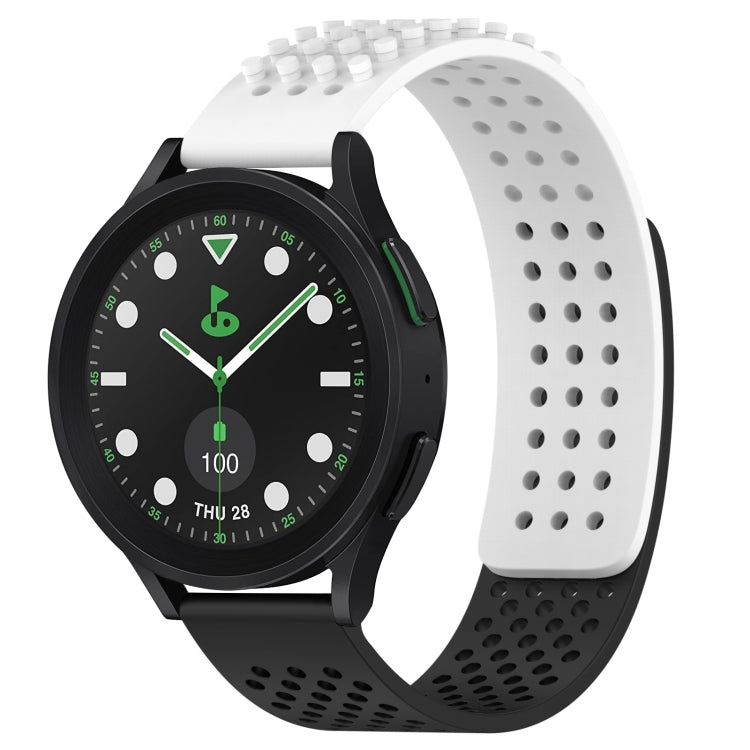Correia de relógio em silicone respirável com pontos 3D e furos de 20mm, para Samsung Galaxy Watch 6 Classic 43mm, para Samsung Galaxy Watch 5 Pro Edição Golfe, para Samsung Galaxy Watch 5 Edição Golfe