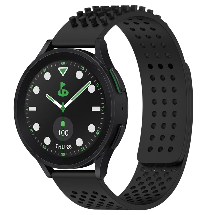 Correia de relógio em silicone respirável com pontos 3D e furos de 20mm, para Samsung Galaxy Watch 6 Classic 43mm, para Samsung Galaxy Watch 5 Pro Edição Golfe, para Samsung Galaxy Watch 5 Edição Golfe