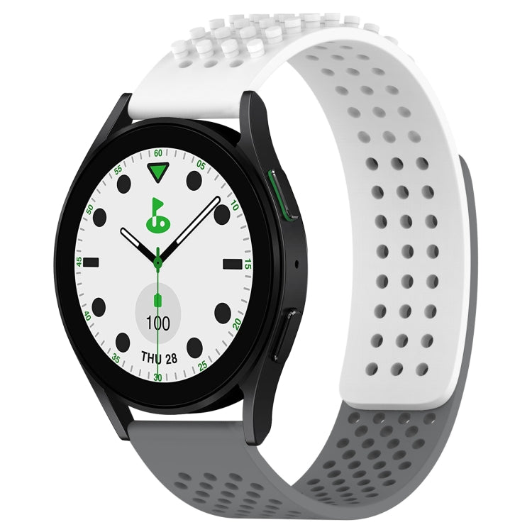Correia de relógio em silicone respirável com pontos 3D e furos de 20mm, para Samsung Galaxy Watch 6 Classic 43mm, para Samsung Galaxy Watch 5 Pro Edição Golfe, para Samsung Galaxy Watch 5 Edição Golfe