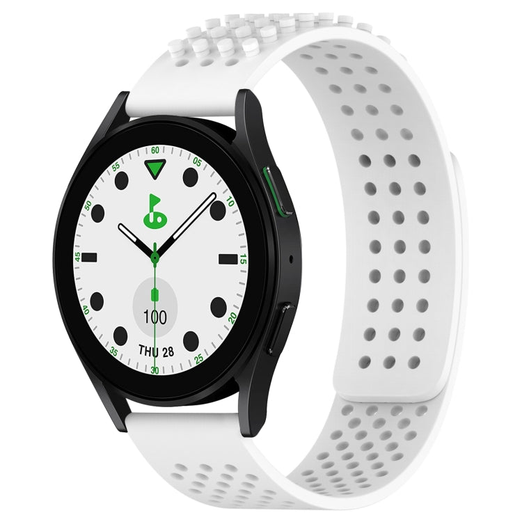 Correia de relógio em silicone respirável com pontos 3D e furos de 20mm, para Samsung Galaxy Watch 6 Classic 43mm, para Samsung Galaxy Watch 5 Pro Edição Golfe, para Samsung Galaxy Watch 5 Edição Golfe